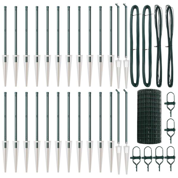 vidaXL Valla con Poste Verde 0,4 x 50 m Acero y PVC