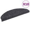 vidaXL Felpudos autoadhesivos para escaleras, 10 unidades, 65 x 21 x 4 cm, gris oscuro, semicirculares, grandes