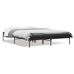 vidaXL Estructura de cama madera de ingenier&iacute;a y metal negro 135x190cm