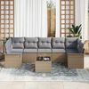 vidaXL Conjunto de sof&aacute; de jard&iacute;n 8 pcs Beige y gris rat&aacute;n sint&eacute;tico