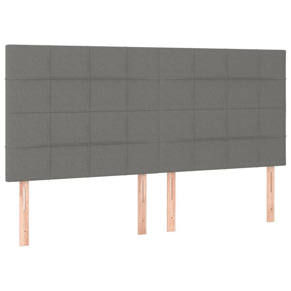 vidaXL Cabecero de cama gris oscuro 200x5x118/128 cm de tela