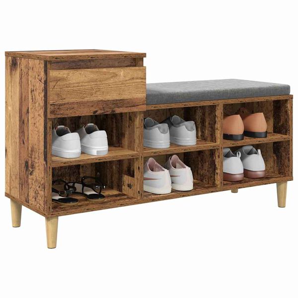 vidaXL Armario Zapatero con caj&oacute;n Madera vieja 102 x 36 x 60 cm