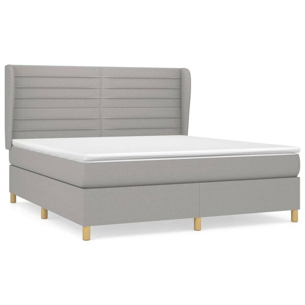 vidaXL Cama box spring con colch&oacute;n tela gris claro 160x200 cm