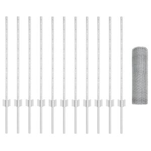 vidaXL Valla con Poste Plateado