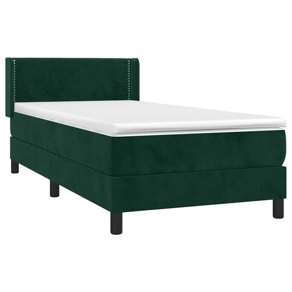 vidaXL Cama box spring con colch&oacute;n terciopelo verde oscuro 80x200 cm