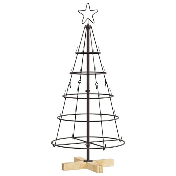 vidaXL &Aacute;rbol Cono de Navidad con soporte Negro 90 cm Acero