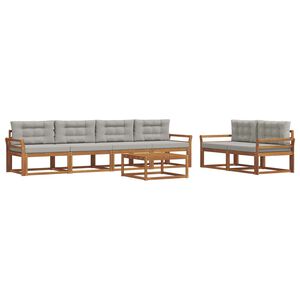 vidaXL Conjunto de sof&aacute;s de exterior 7 pcs Gris Natural y Claro
