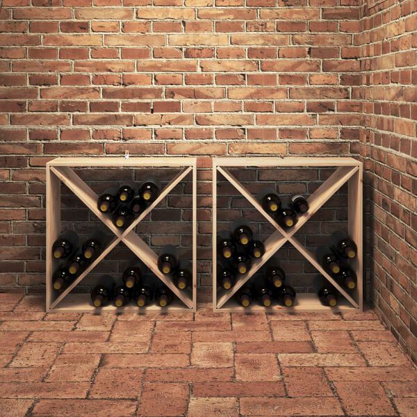 vidaXL Estante de Vino 2 pcs Natural 62 x 25 x 62 cm