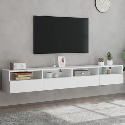 vidaXL Muebles de pared TV 2 uds madera ingeniería blanco 100x30x30 cm