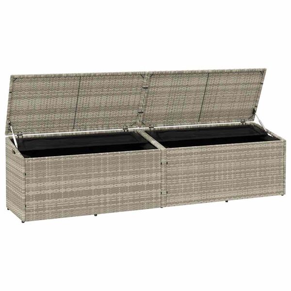 vidaXL Caja almacenaje jard&iacute;n rat&aacute;n sint&eacute;tico gris claro 220x50x58 cm