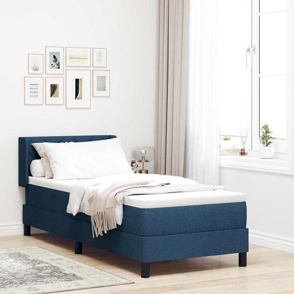 vidaXL Cama tipo Box Spring con colch&oacute;n Azul 200 x 80 cm tela