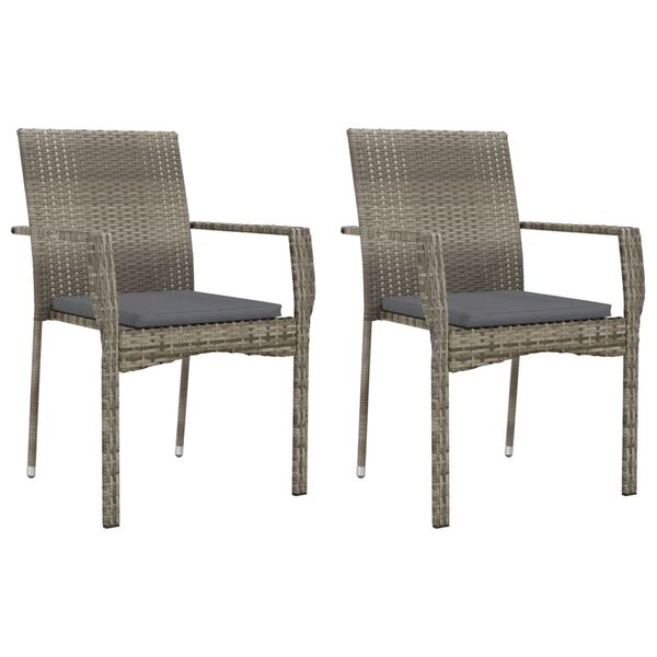 vidaXL Set comedor jard&iacute;n 7 pzas y cojines rat&aacute;n sint&eacute;tico gris