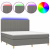 vidaXL Cama box spring colch&oacute;n y luces LED tela gris oscuro 180x200 cm