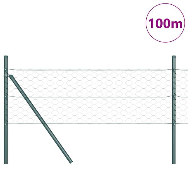 vidaXL Poste de Valla Verde 100 x 0,4 m (malla de 50 mm) Acero y PVC