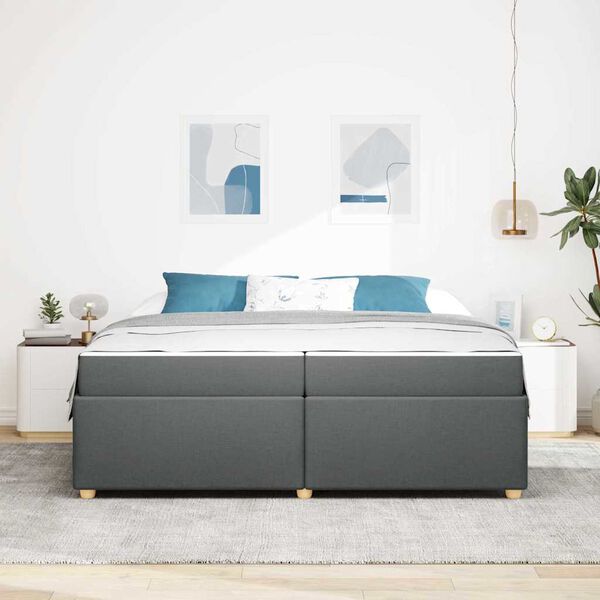vidaXL Estructura de cama con colch&oacute;n Gris oscuro 200 x 200 cm tela