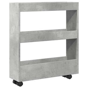 vidaXL Carro de almacenaje estrecho 3 niveles madera gris hormig&oacute;n
