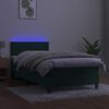 vidaXL Cama box spring colch&oacute;n y LED terciopelo verde oscuro 90x200 cm