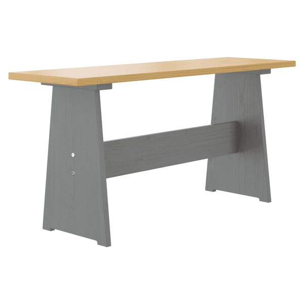 vidaXL Mesa de comedor con banco REINE madera maciza pino marr&oacute;n gris