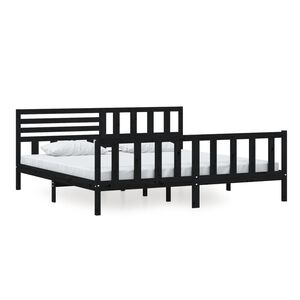 vidaXL Estructura de cama de madera maciza negra 200x200 cm