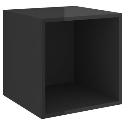 vidaXL Muebles de salón 3 piezas madera de ingeniería negro brillo