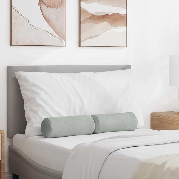 vidaXL Cojines Bolster 2 pcs Gris Claro Ø 15 x 40 cm Tela de pana