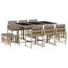 vidaXL Set comedor de jard&iacute;n 11 pzas con cojines rat&aacute;n sint&eacute;tico beige