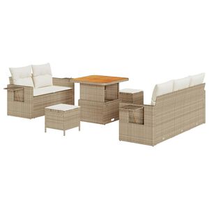 vidaXL Conjunto de sof&aacute; de jard&iacute;n 8 pcs Beige rat&aacute;n sint&eacute;tico