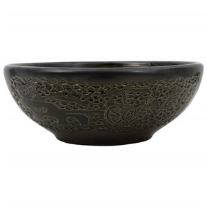 vidaXL Lavabo sobre encimera redondo cer&aacute;mica negro &Phi;41x14 cm
