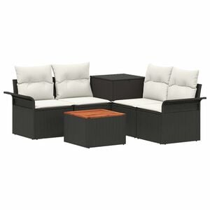 vidaXL Juego de Sof&aacute; 6 uds. 4-N&uacute;mero de plazas Negro y Blanco Crema