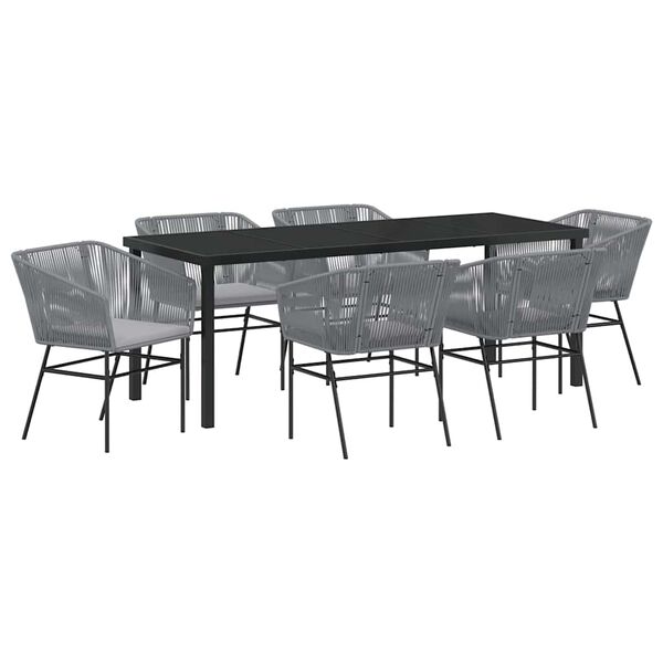 vidaXL Conjunto de Comedor de Jard&iacute;n con coj&iacute;n 7 pcs Gris