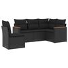 vidaXL Set de muebles de jard&iacute;n 5 pzas y cojines rat&aacute;n sint&eacute;tico negro