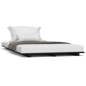 vidaXL Estructura de cama madera maciza de pino negro 75x190 cm