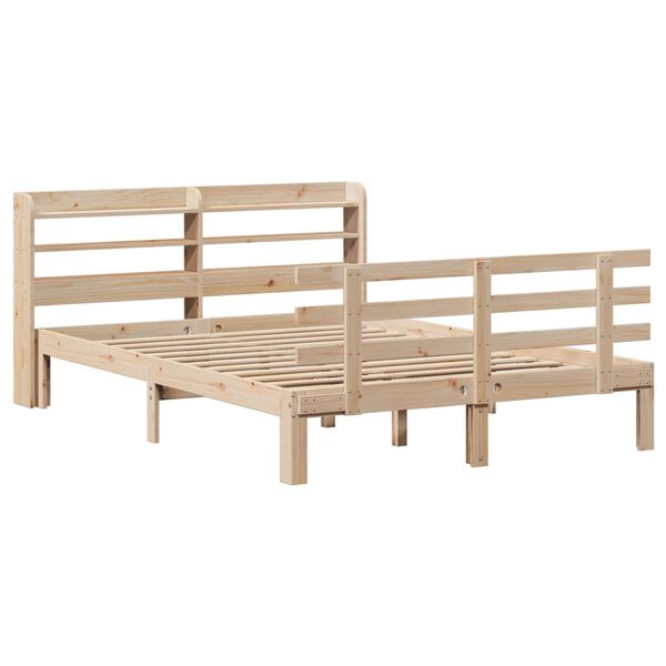 vidaXL Estructura de cama con cabecero madera de pino blanco 150x200cm