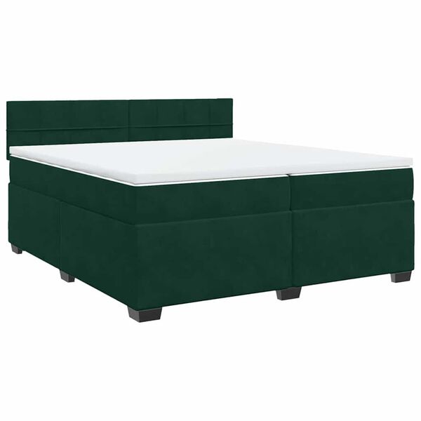 vidaXL Cama box spring con colch&oacute;n terciopelo verde oscuro 200x200 cm
