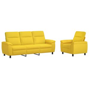 vidaXL Juego de Sof&aacute; 2 pcs Amarillo Claro Tela