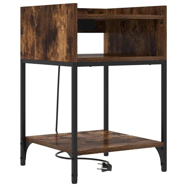 vidaXL Armario de Noche con estante Roble ahumado 40 x 40 x 61 cm