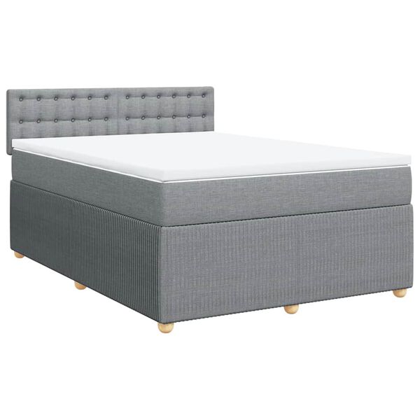 vidaXL Cama box spring con colch&oacute;n tela gris claro 160x200 cm