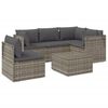 vidaXL Set de muebles de jard&iacute;n 6 pzas y cojines rat&aacute;n sint&eacute;tico gris