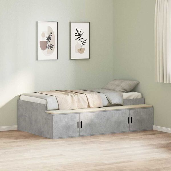vidaXL Cama con almacenamiento Gris hormigón 80 x 200 cm