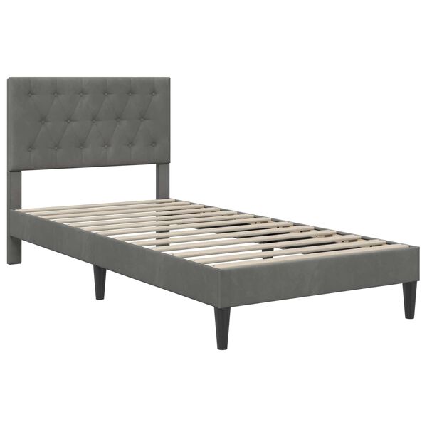 vidaXL Estructura de cama con colch&oacute;n Gris oscuro 90 x 190 cm