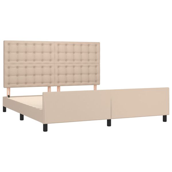 vidaXL Estructura de cama cabecero cuero sint&eacute;tico capuchino 180x200cm