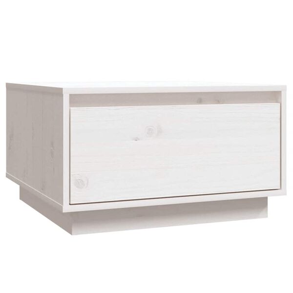 vidaXL Mesa de centro de madera maciza de pino blanco 55x56x32 cm