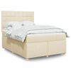 vidaXL Cama box spring con colch&oacute;n tela color crema 140x200 cm
