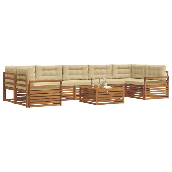 vidaXL Conjunto de sof&aacute;s de exterior con coj&iacute;n 8 pcs Natural y Beige