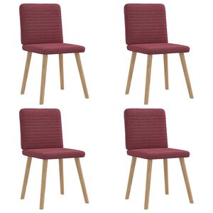 vidaXL Sillas de comedor 4 unidades tela rojo tinto