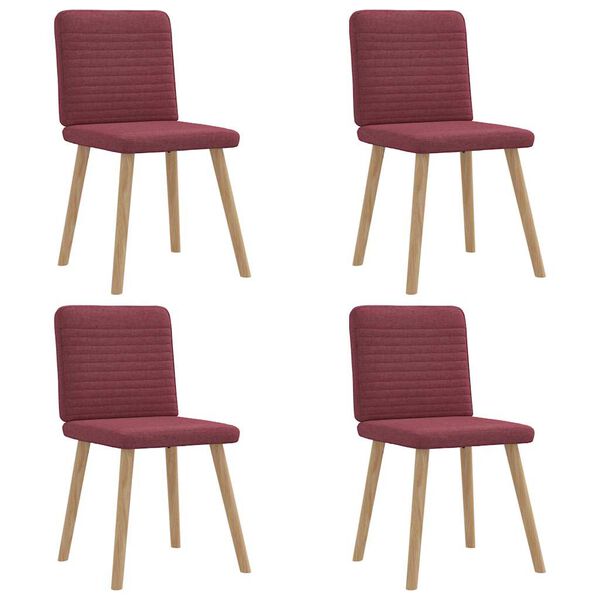 vidaXL Sillas de comedor 4 unidades tela rojo tinto
