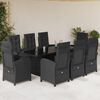 vidaXL Set de comedor de jard&iacute;n 9 pzas y cojines rat&aacute;n sint&eacute;tico negro