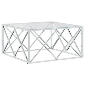vidaXL Mesa de centro acero inoxidable y vidrio 80x80x40 cm