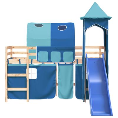 vidaXL Cama alta para niños con torre madera pino azul 80x200 cm