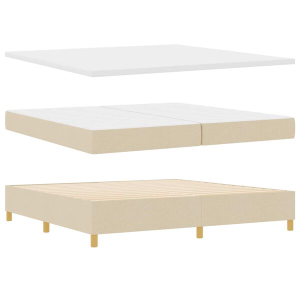 vidaXL Cama tipo Box Spring con colch&oacute;n Crema 200 x 200 cm tela